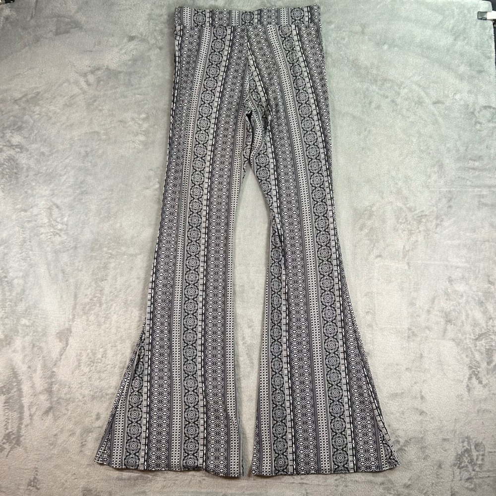 Windsor Black White Geometric Tribal Flare Bell Bottom Pants Med EP6054-HE
